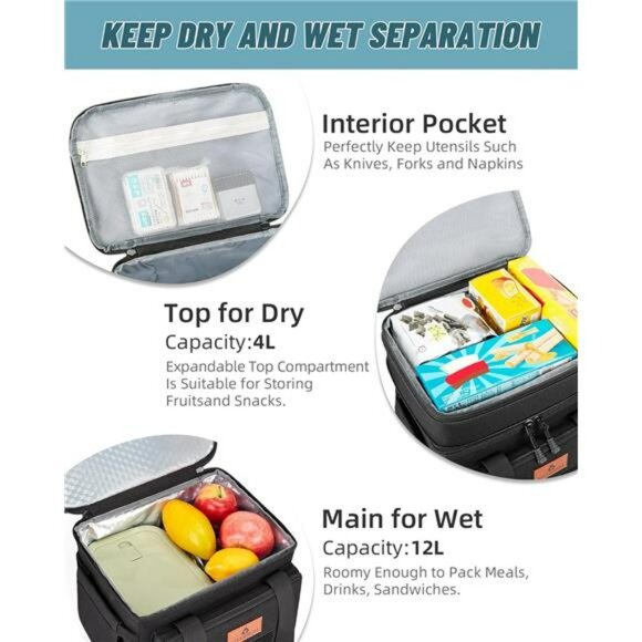 Large insulated tactical lunch bag waterproof leakproof cooler for work and trav - Picture 4 of 7